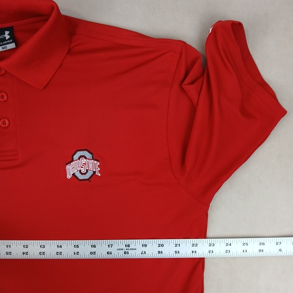 Under Armour Ohio State Medium Mens Polo Shirt Buckeyes FLAW 22x29 Boxy Older - Picture 5 of 12